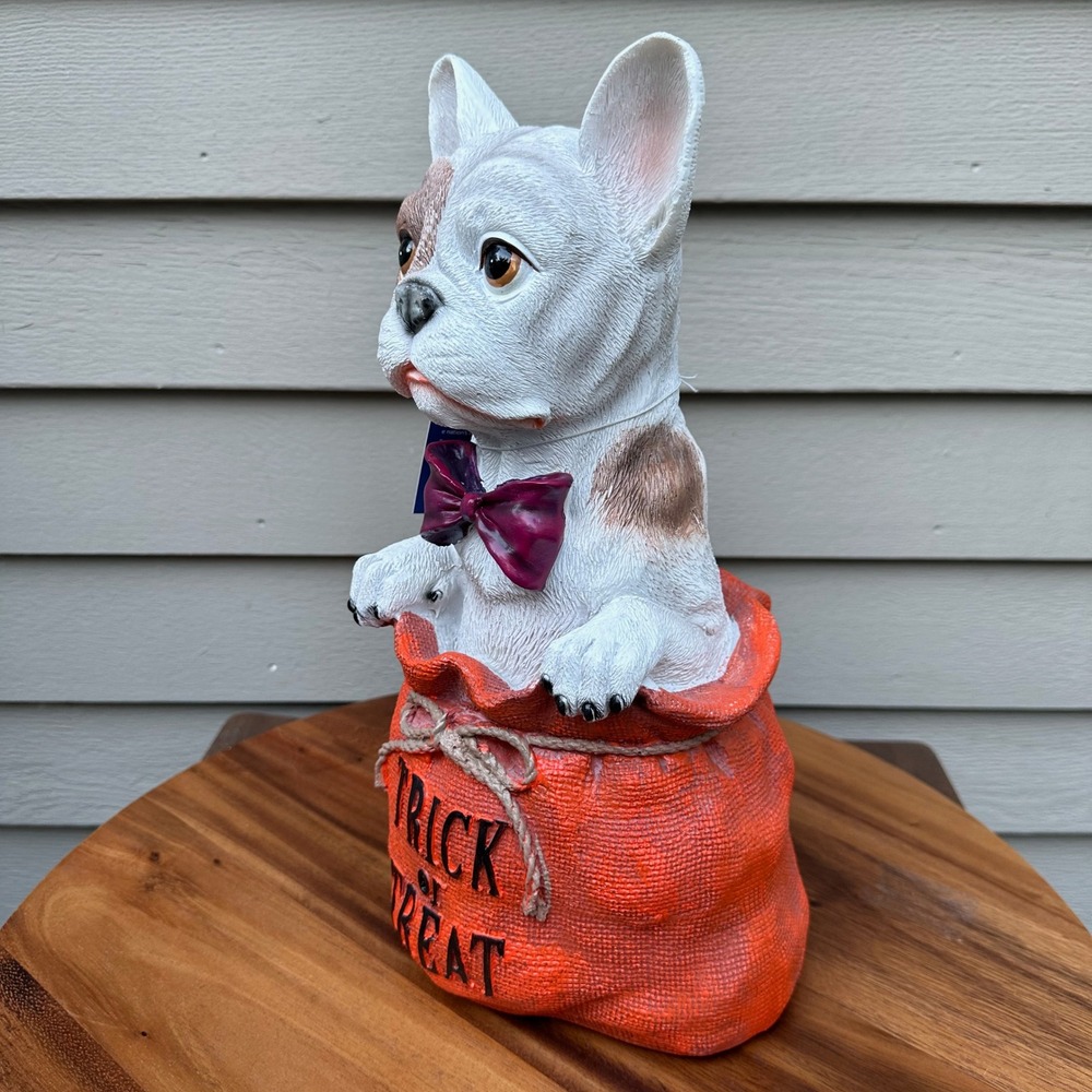 Humane Society French Bulldog Halloween Trick or Treat Sack Figurine 14in White - Picture 4 of 14